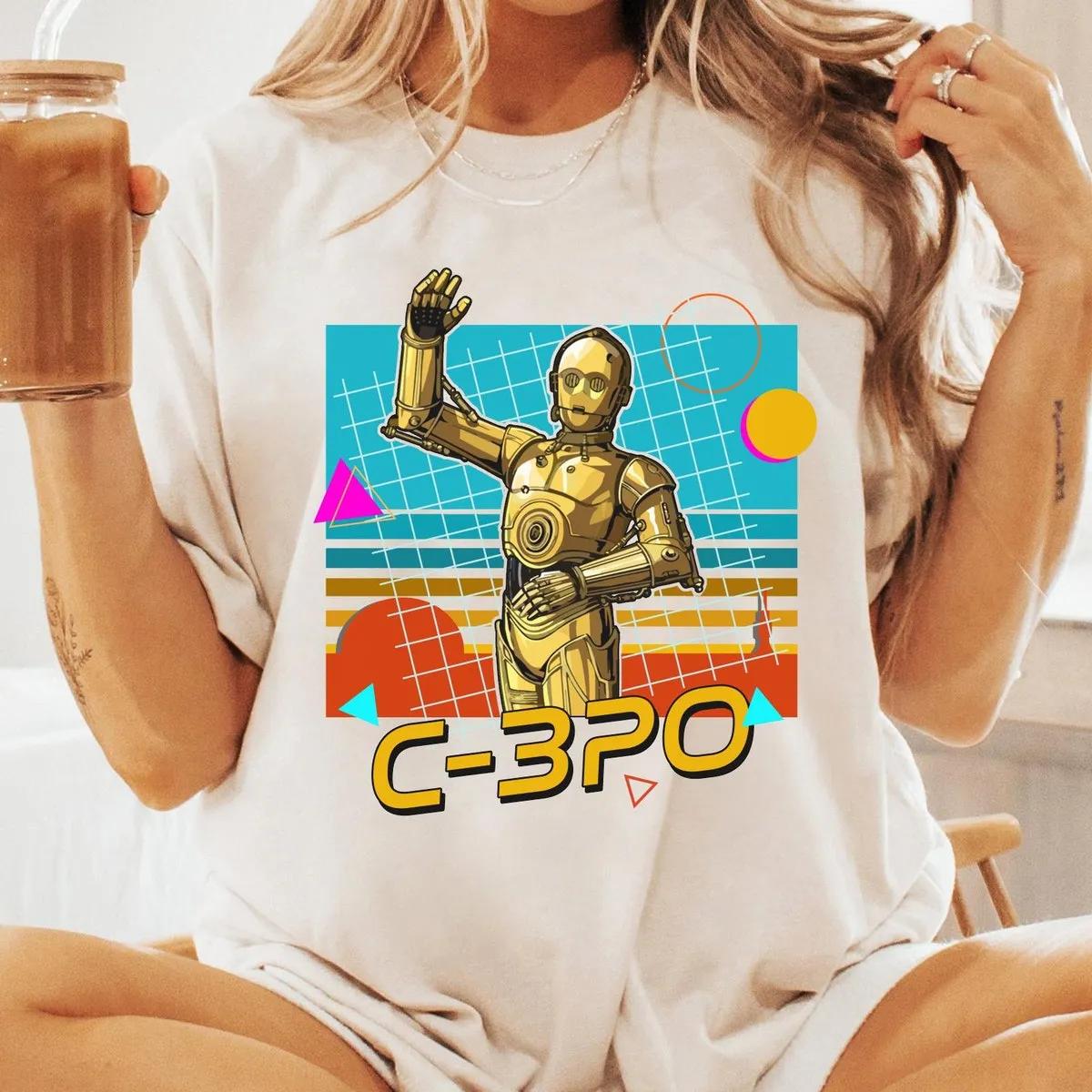 Disney Neon 90s C3P0 Droids Star Wars Day Shirt 4