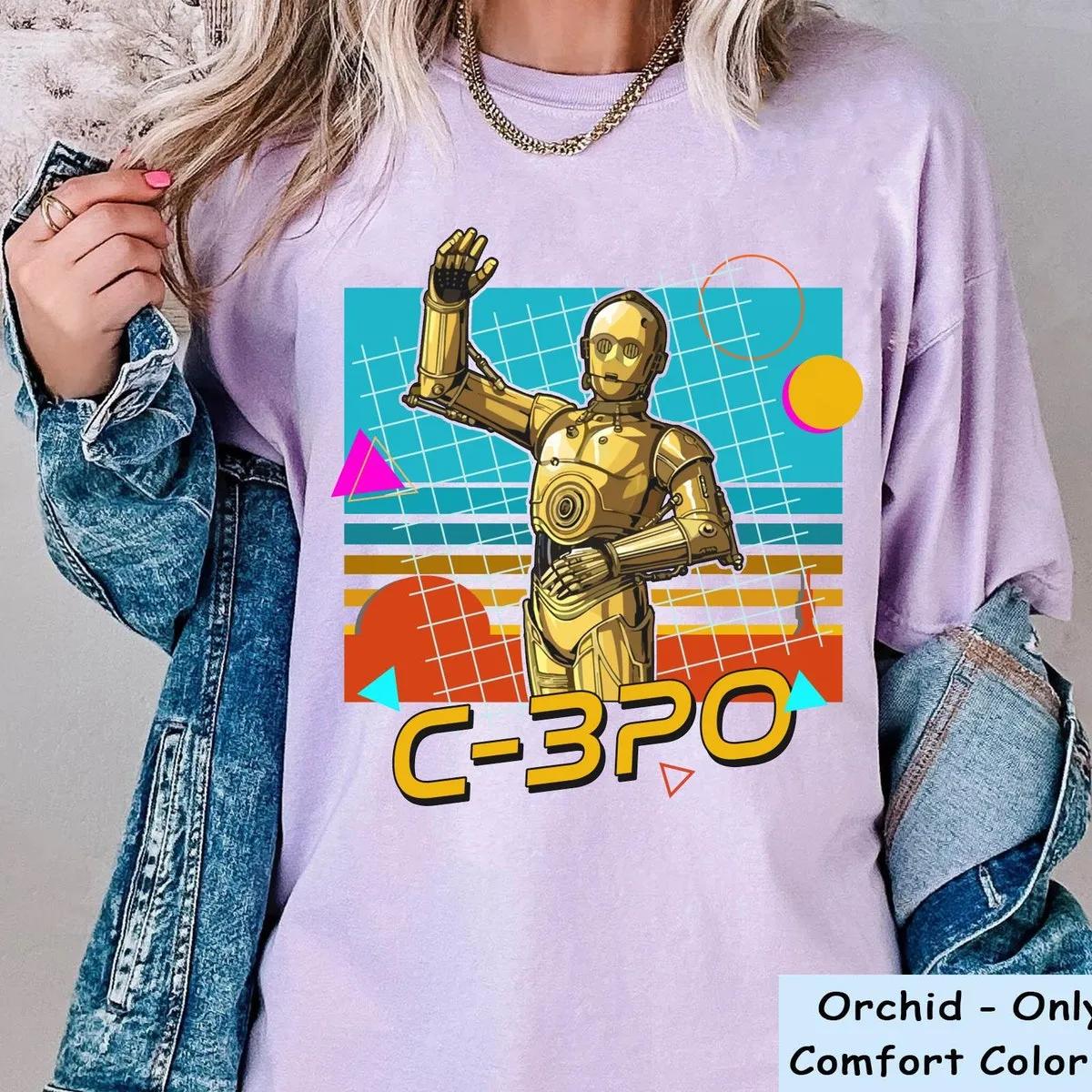 Disney Neon 90s C3P0 Droids Star Wars Day Shirt 6