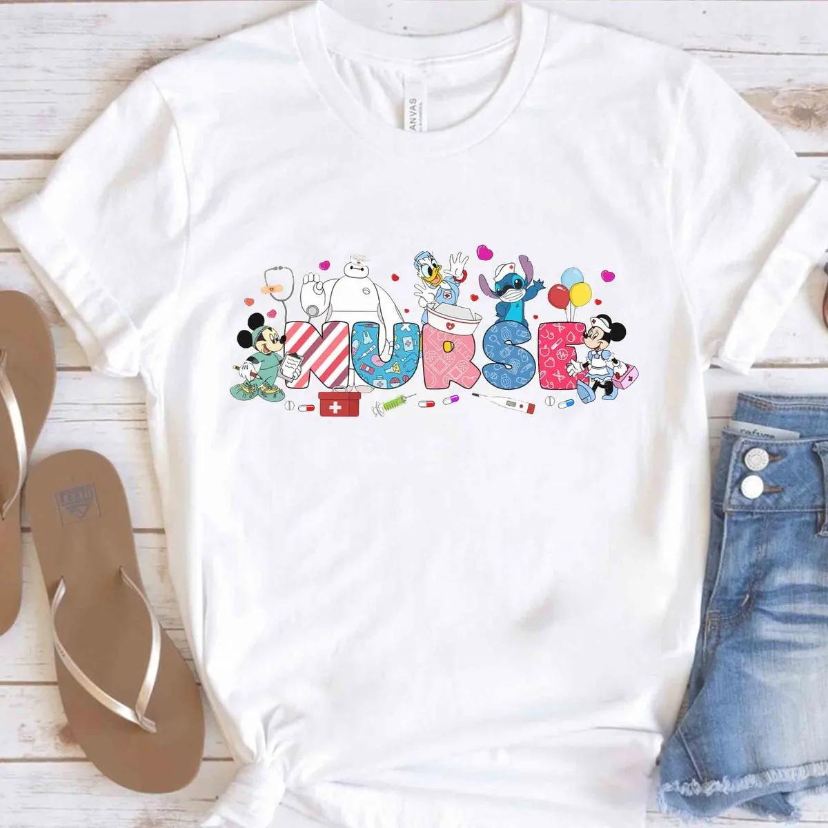 Disney Nurse Characters Mickey Mouse and Friends Custom Shirt 2