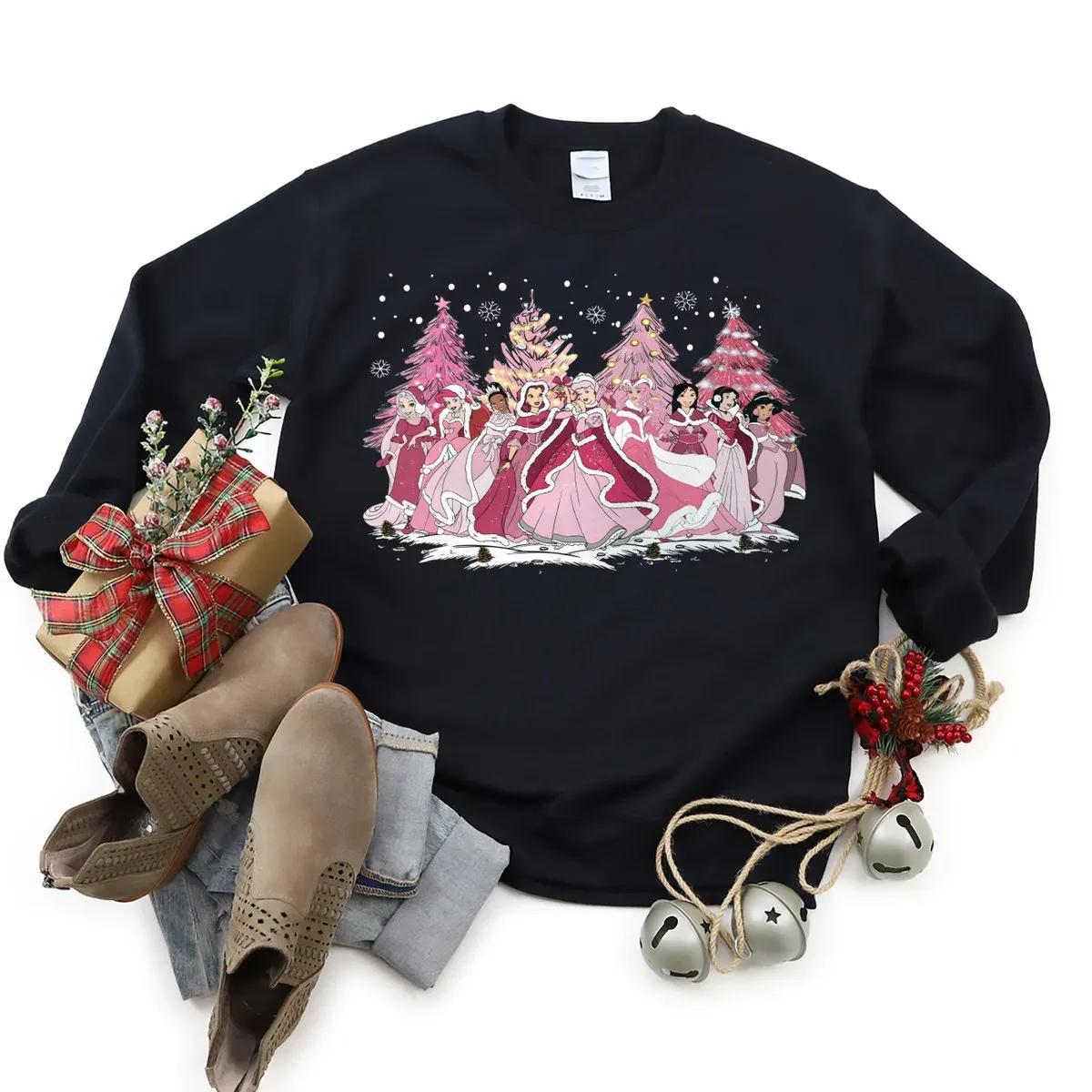 Disney Pink Princess Christmas Tree Shirt 2 1