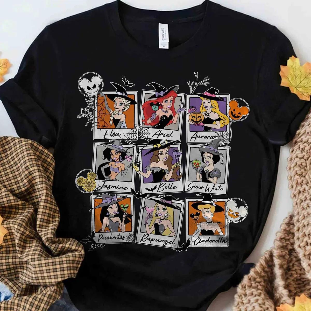 Disney Princess All Characters Group Take Photos Halloween Shirt 1