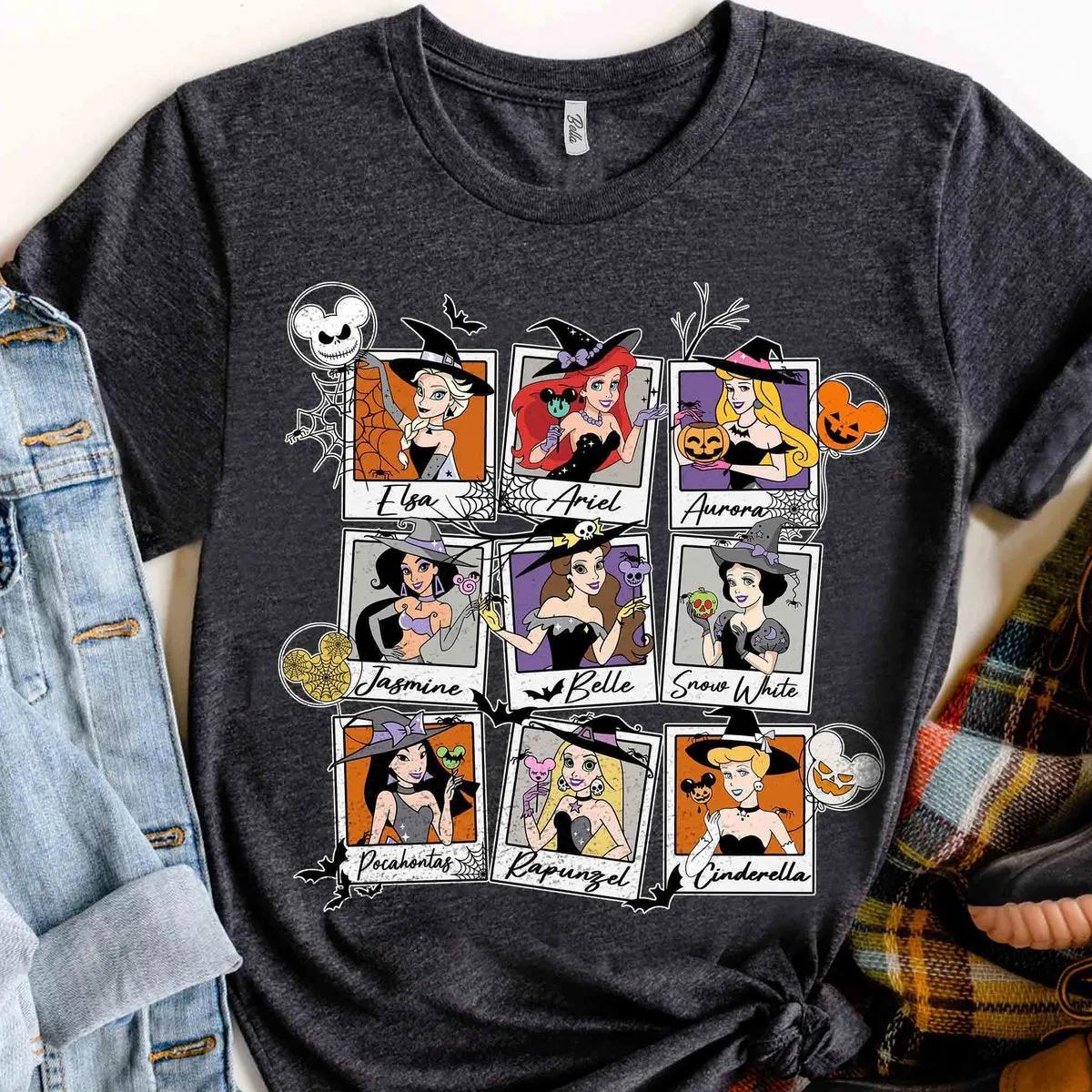 Disney Princess All Characters Group Take Photos Halloween Shirt 3