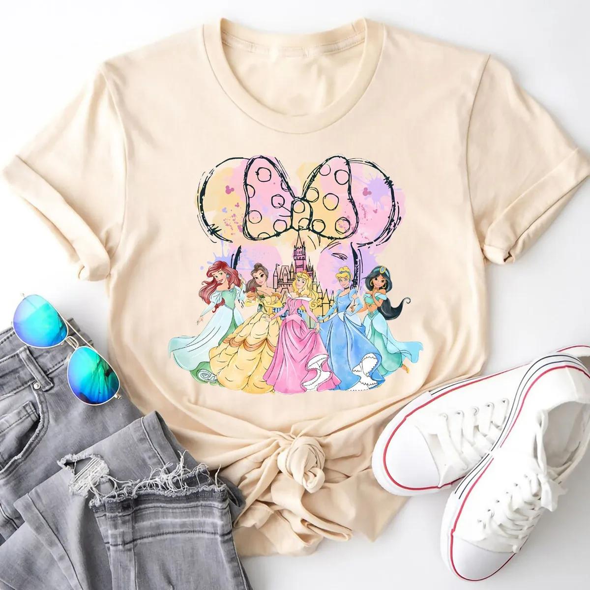 Disney Princess Shirt Watercolor Castle Tee 2 1