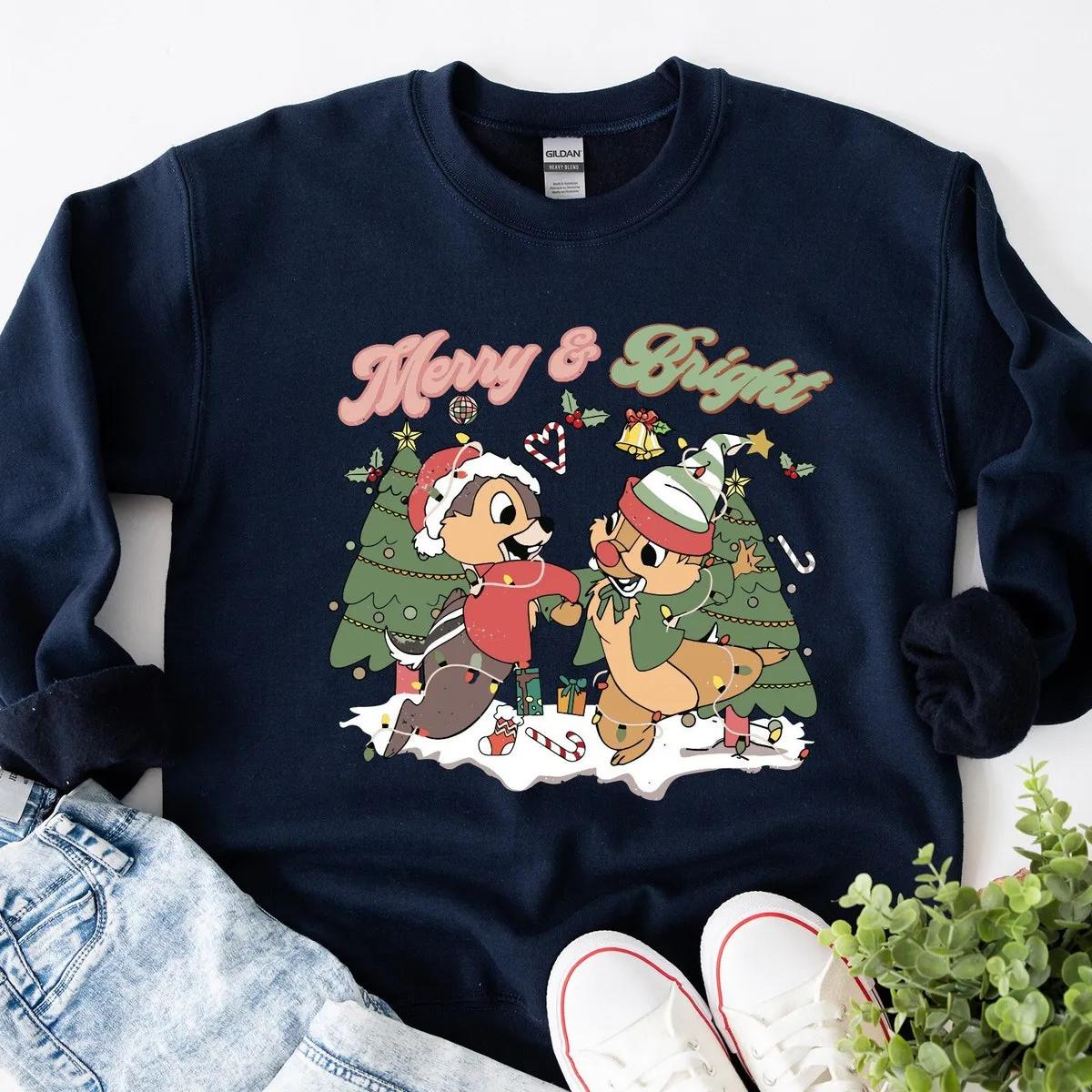 Disney Santa Chip And Dale Christmas Lights Shirt 1 1