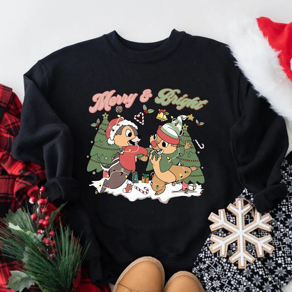 Disney Santa Chip And Dale Christmas Lights Shirt 4 1