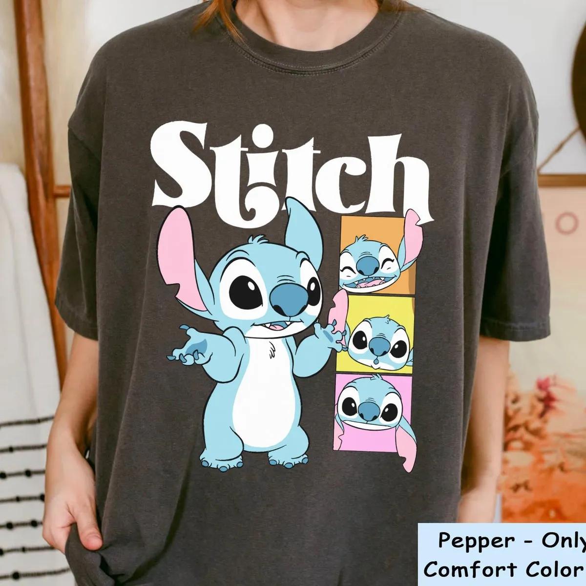 Disney Stitch Poses and Face Portrait Shirt 1