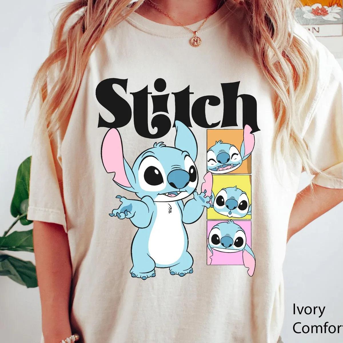 Disney Stitch Poses and Face Portrait Shirt 4