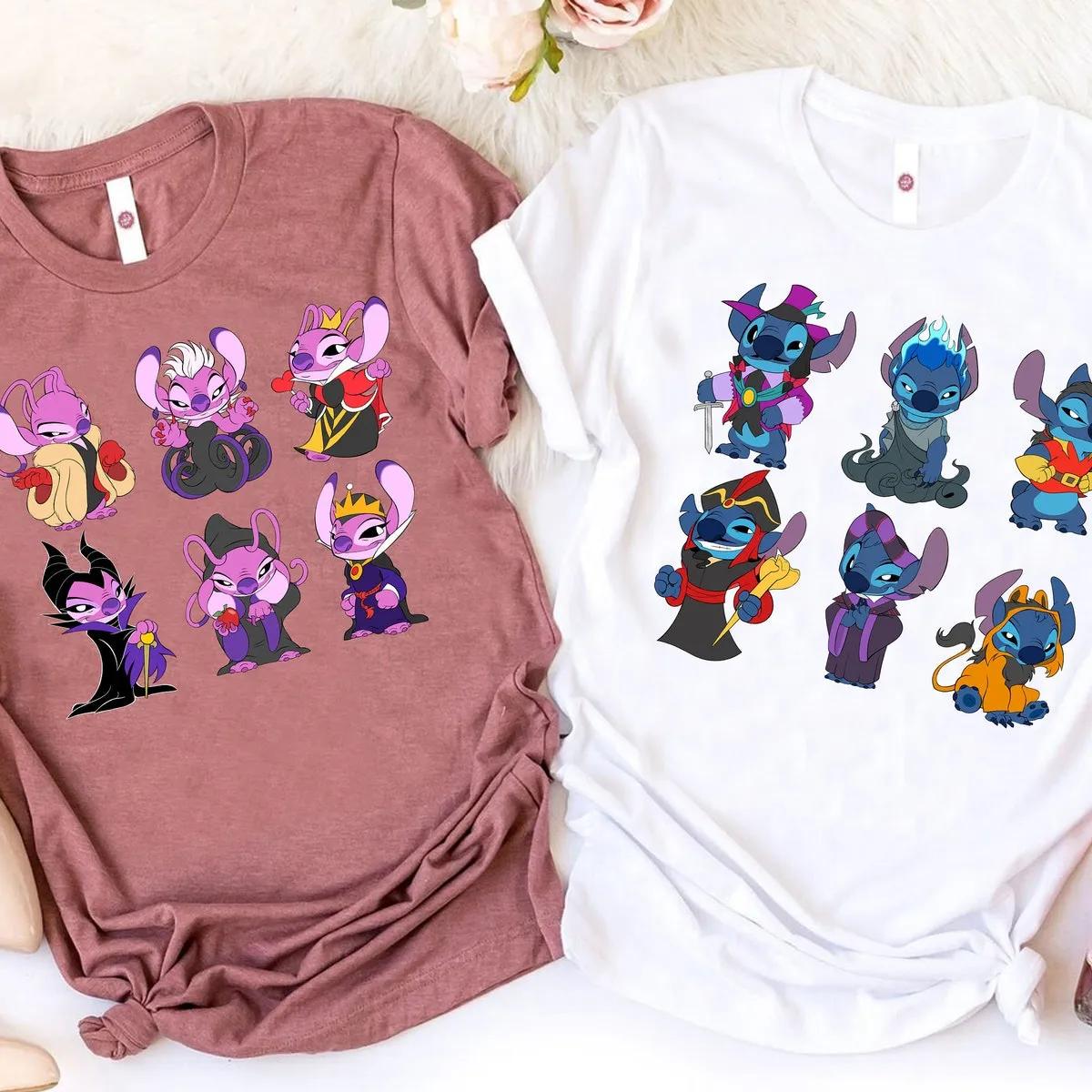 Disney Stitch and Angel Villains Halloween Shirt 1