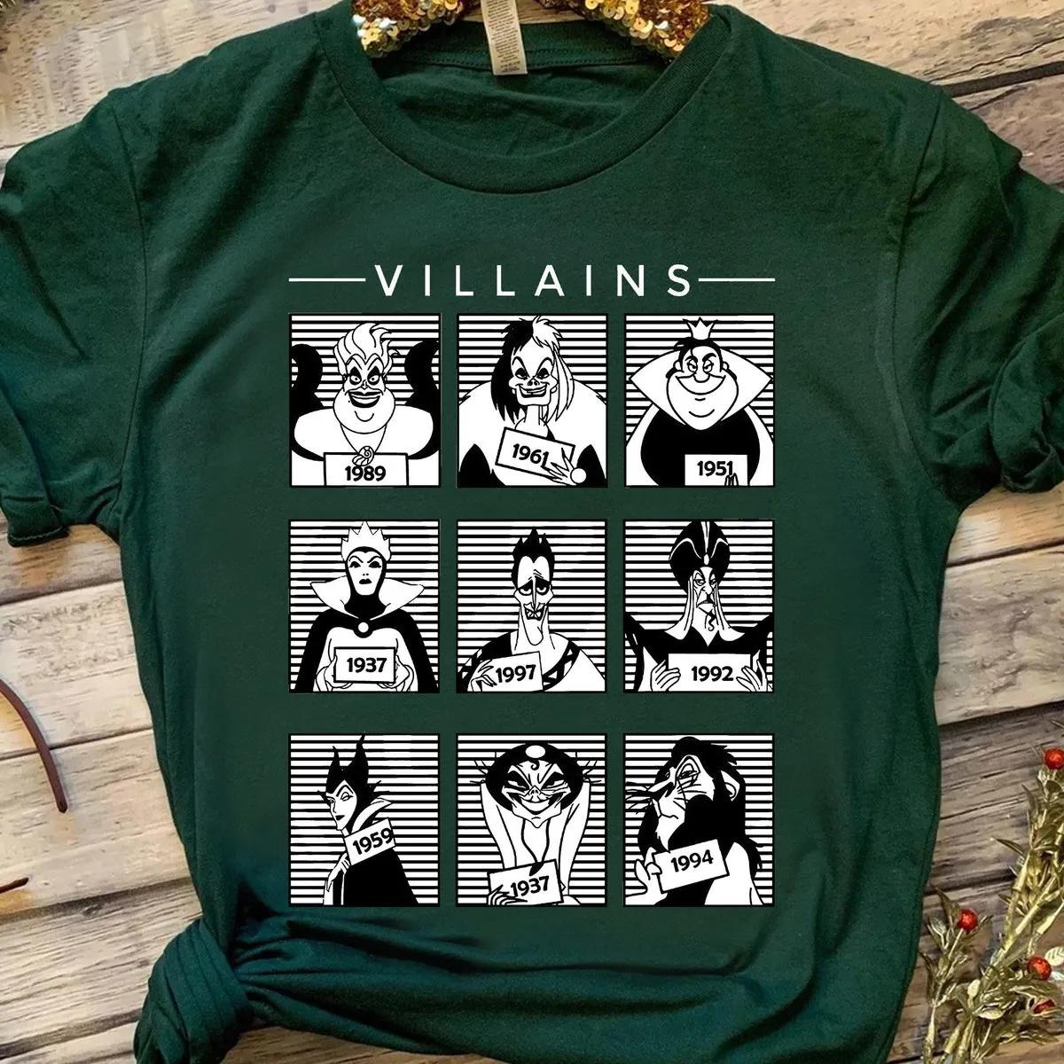 Disney Villains Group Mugshot Scar Hades Jafar Yzma Shirt 1