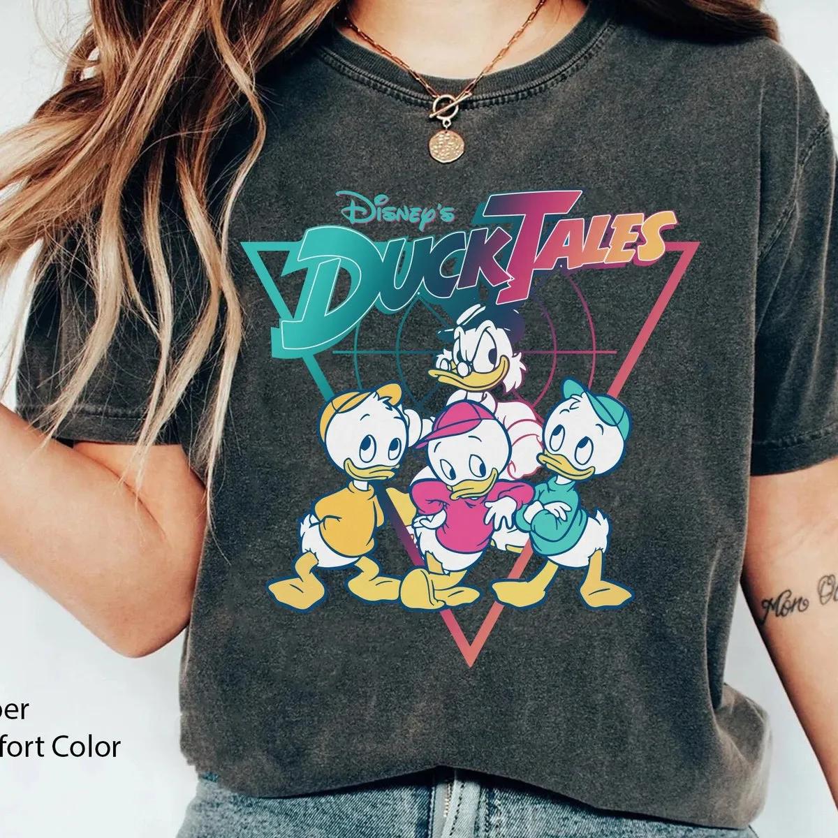 Ducktales Neon Shirt Scrooge Mcduck Huey Dewey Louie Tee 1