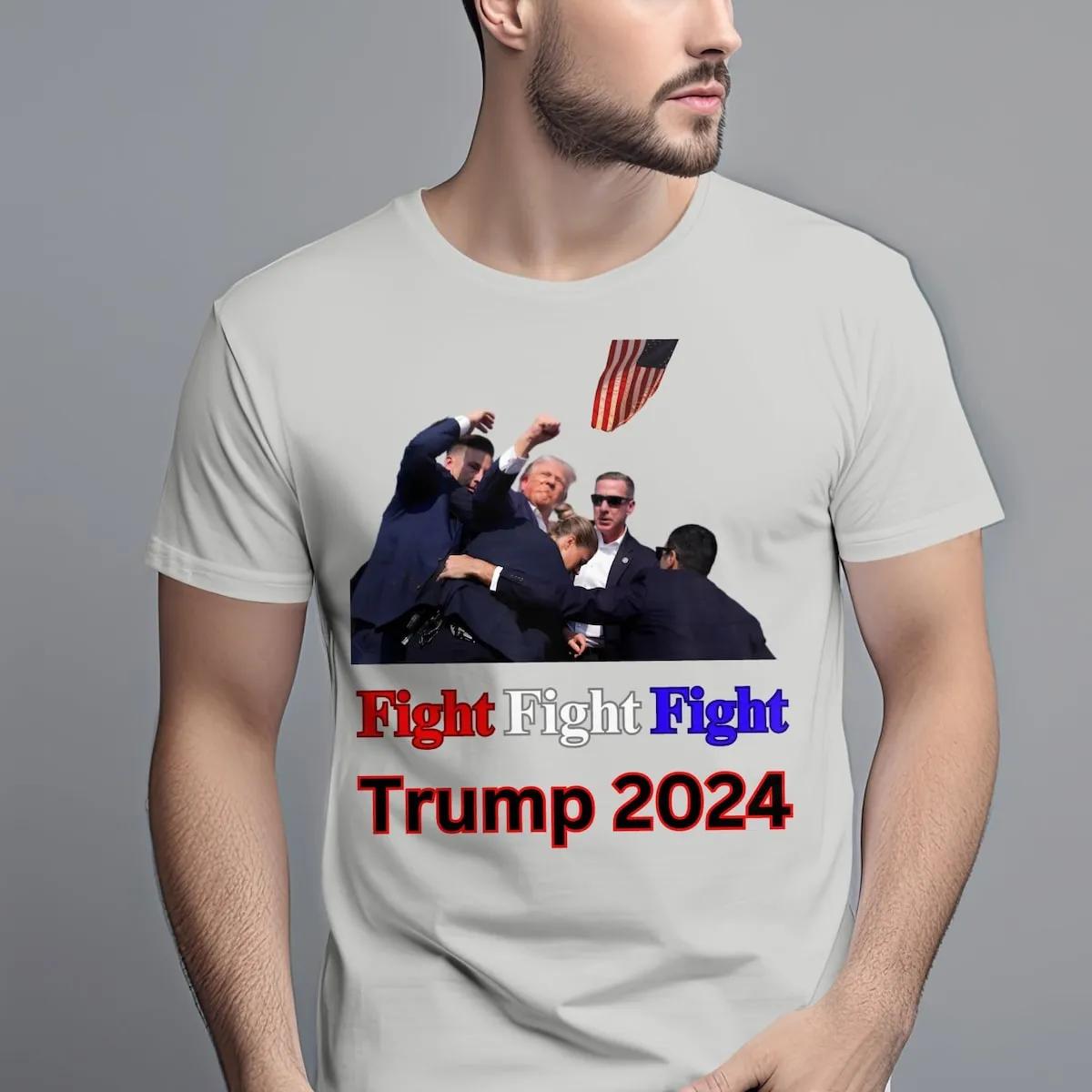 Fight Fight Fight Trump 2024 Shirt Assassination Attempt Fist Pump Tee 3 1