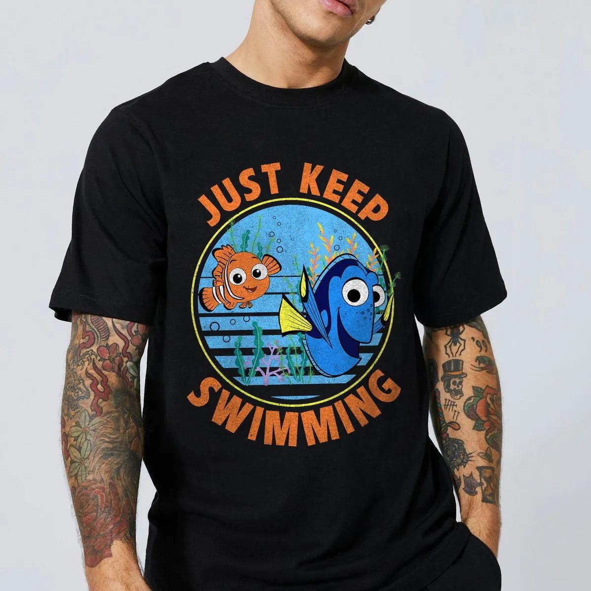 Finding Dory Just Keep Swimming With Nemo Vintage Retro Shirt 2