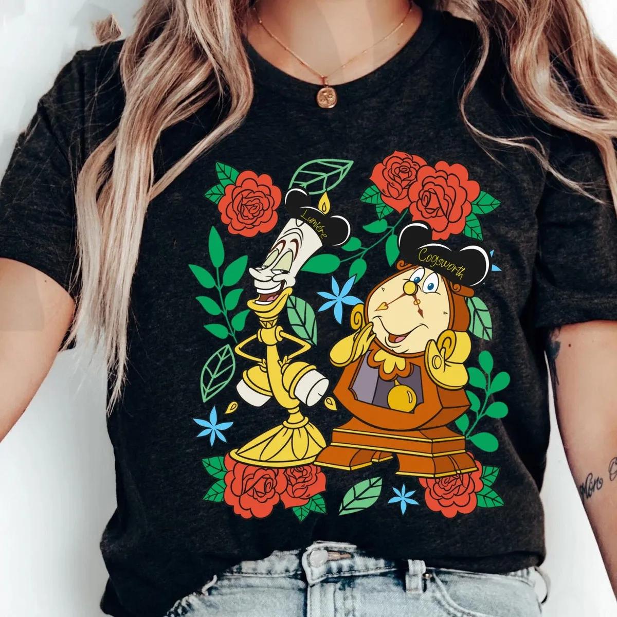 Floral Lumiere And Cogsworth Beauty And The Beast Shirt 1