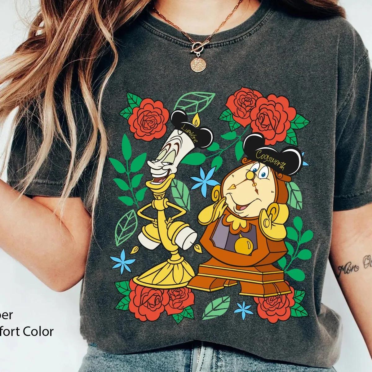 Floral Lumiere And Cogsworth Beauty And The Beast Shirt 3