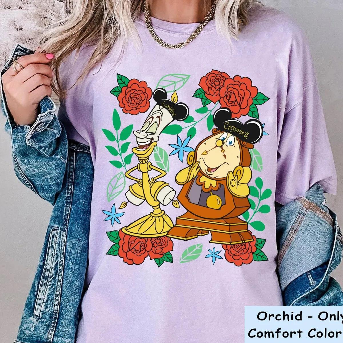 Floral Lumiere And Cogsworth Beauty And The Beast Shirt 4