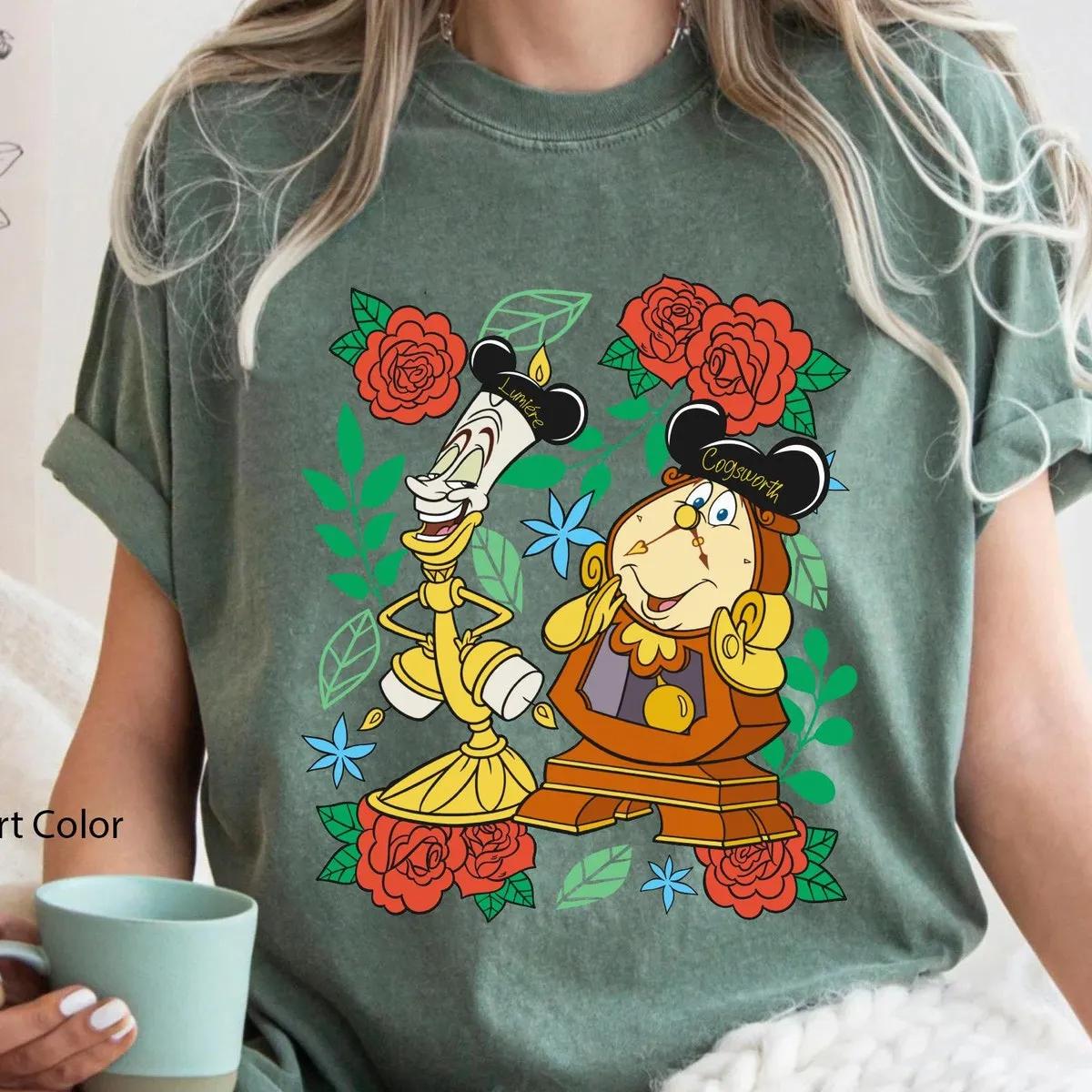 Floral Lumiere And Cogsworth Beauty And The Beast Shirt 5