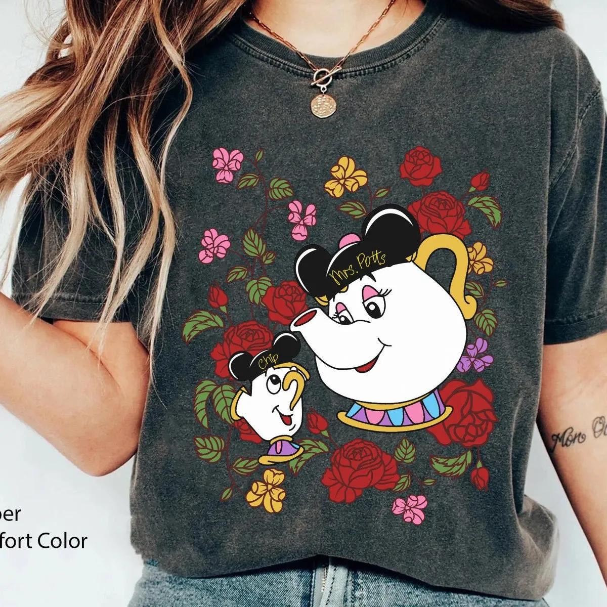 Floral Mrs Potts And Chip Best Mom Ever Shirt 2