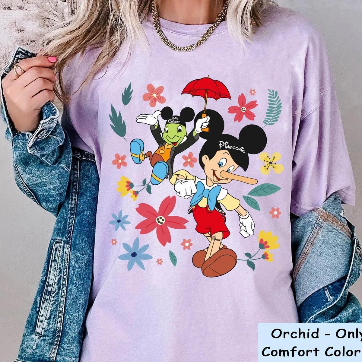 Floral Pinocchio And Jiminy Cricket Shirt 1