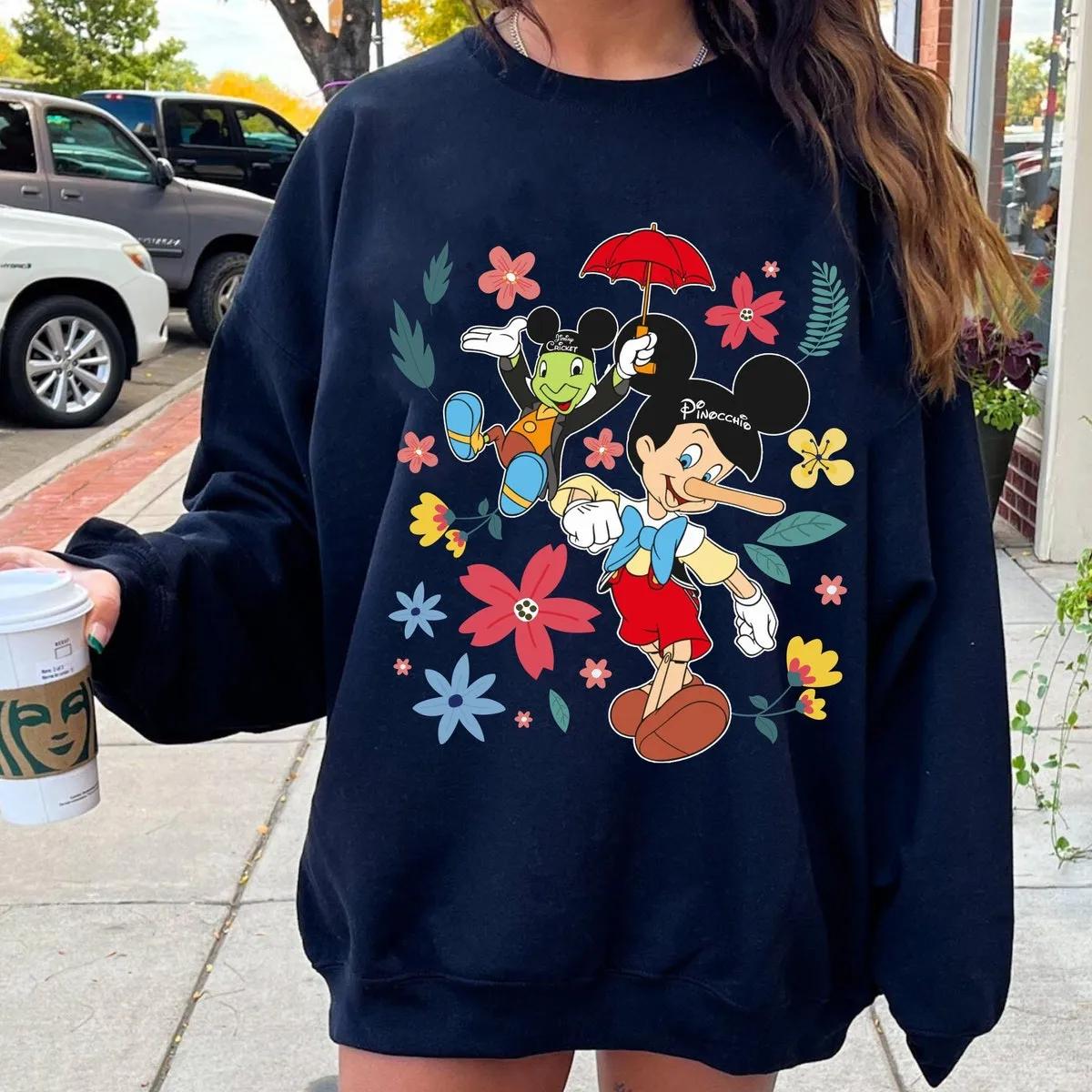 Floral Pinocchio And Jiminy Cricket Shirt 2