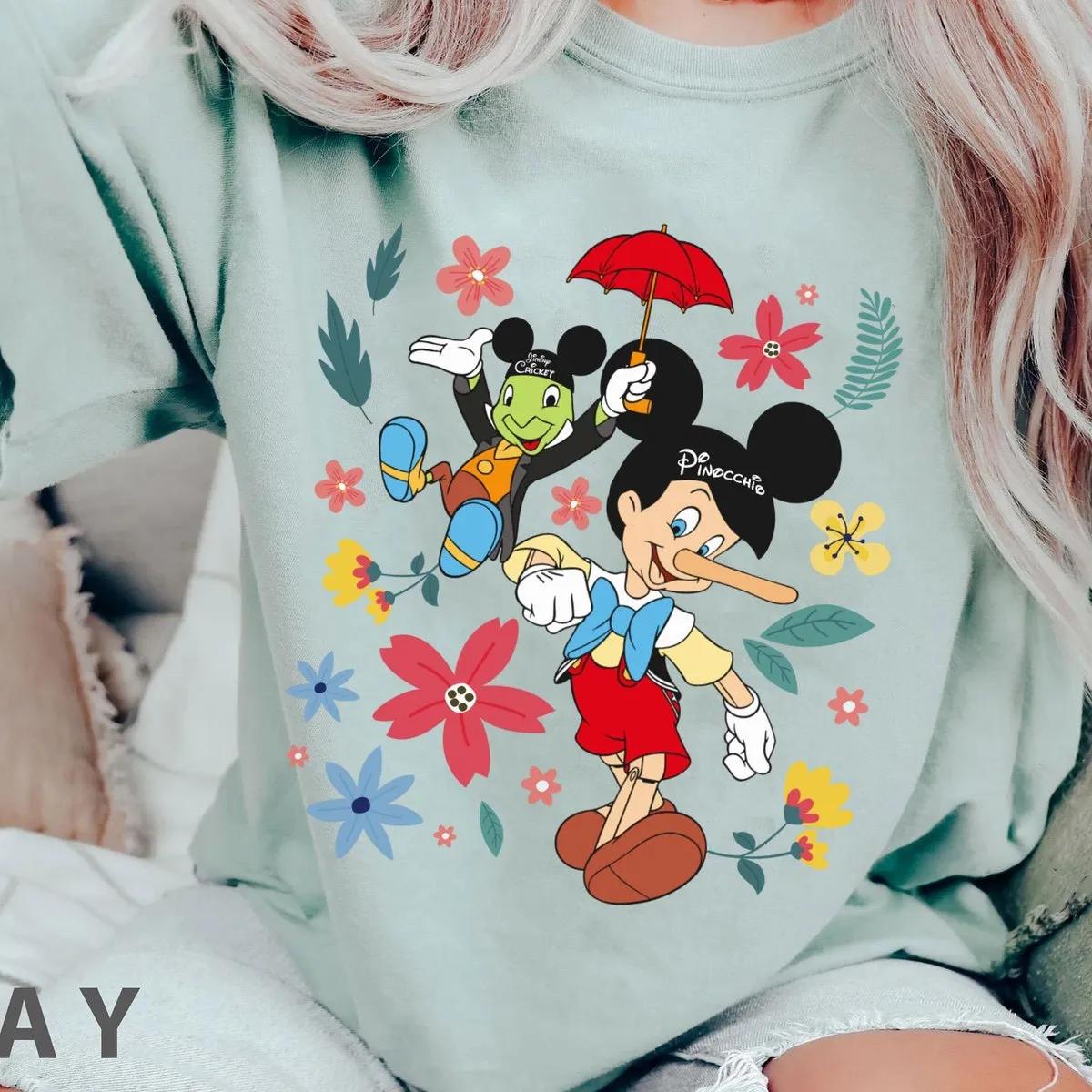 Floral Pinocchio And Jiminy Cricket Shirt 3