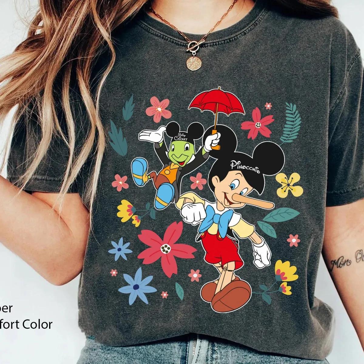 Floral Pinocchio And Jiminy Cricket Shirt 4