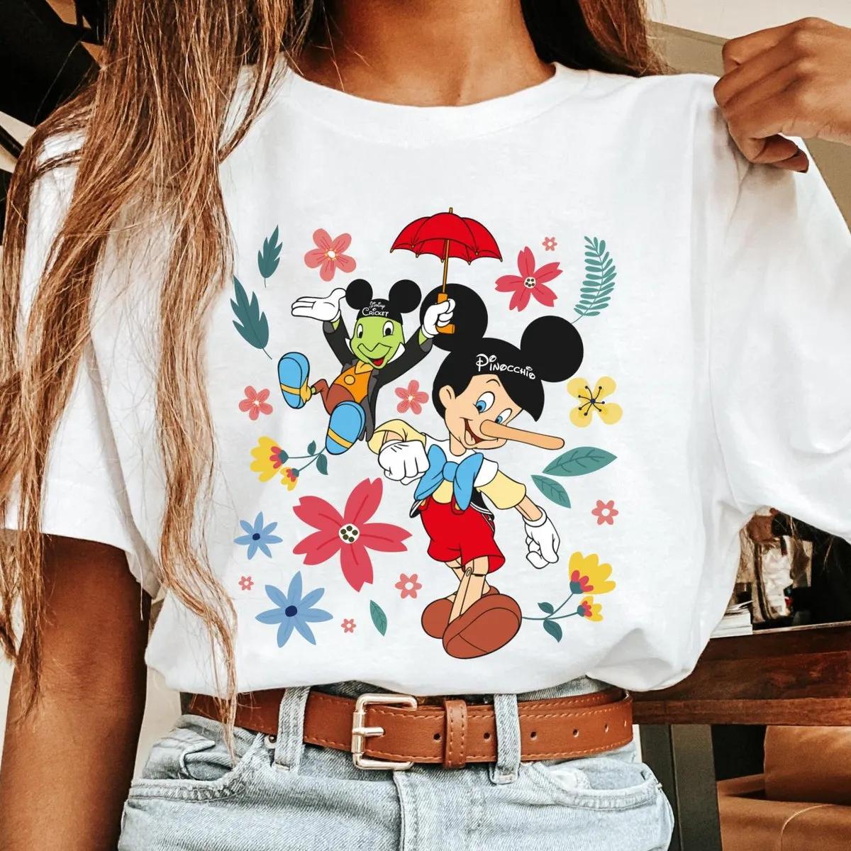 Floral Pinocchio And Jiminy Cricket Shirt 5