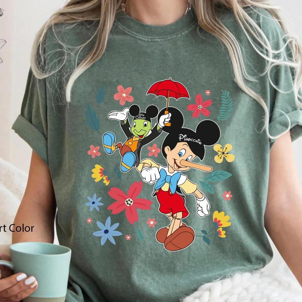 Floral Pinocchio And Jiminy Cricket Shirt 6