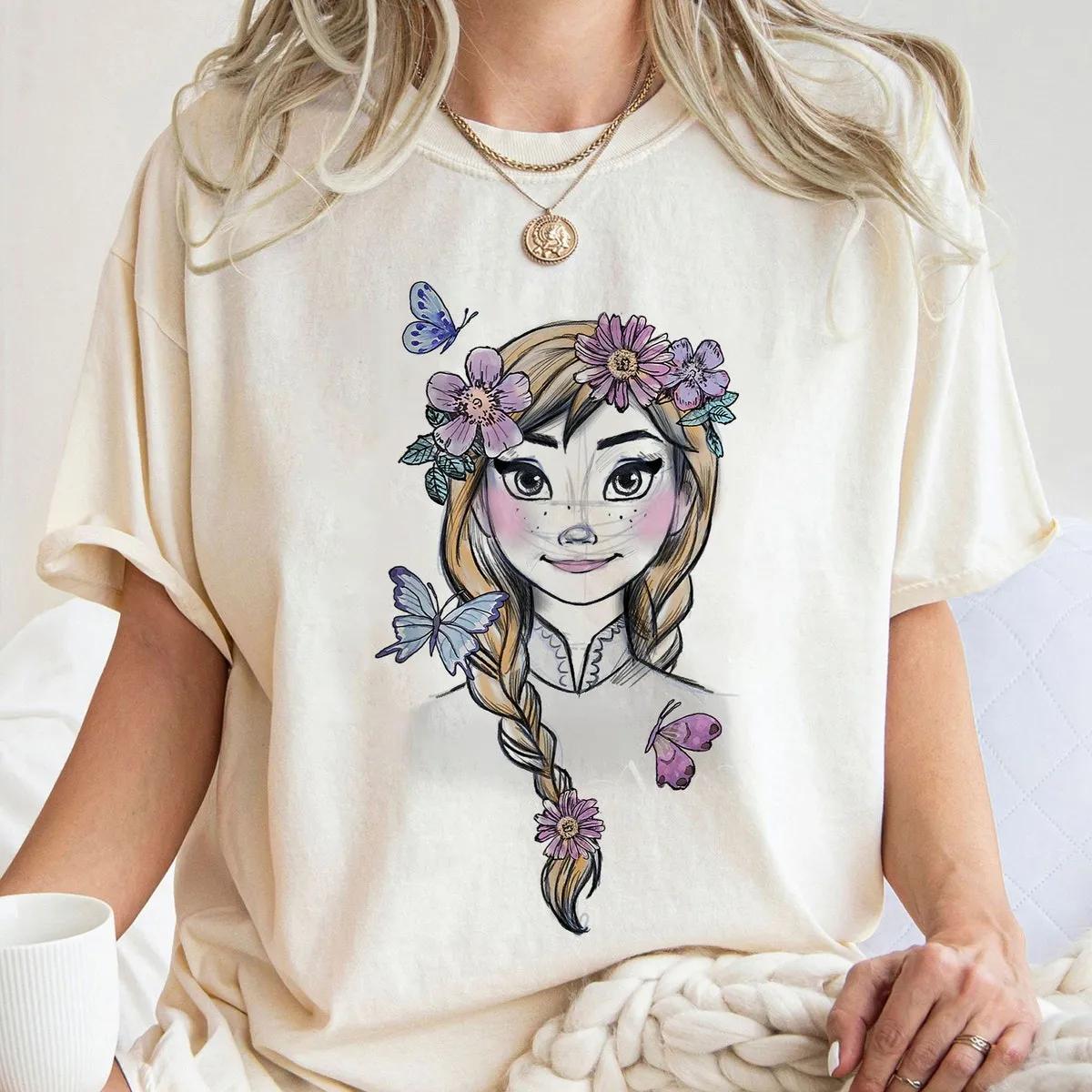 Frozen Anna Illustrated Boho Flowers Graphic Shirt 1