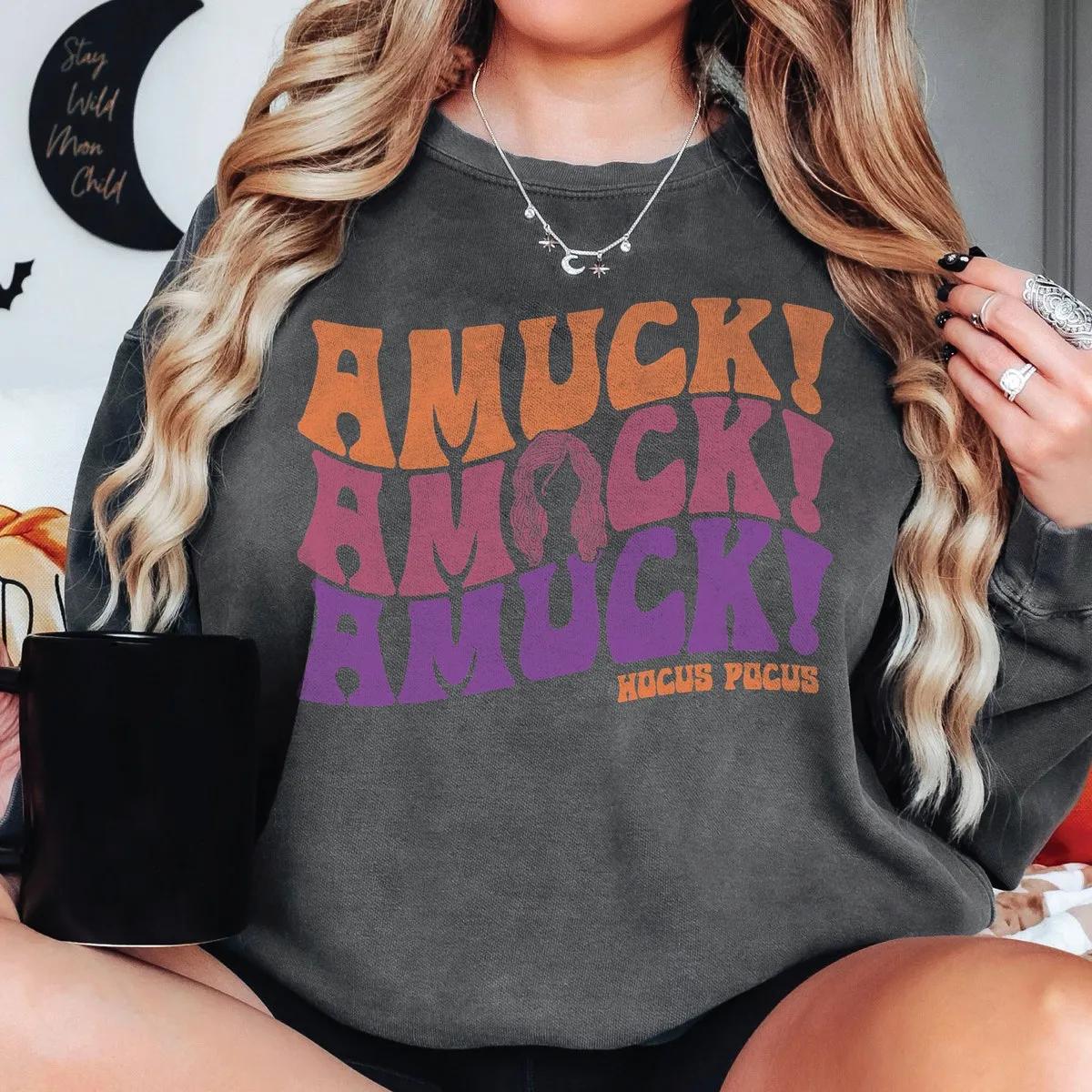 Halloween Hocus Pocus Amuck Amuck Amuck Text Shirt 5 1