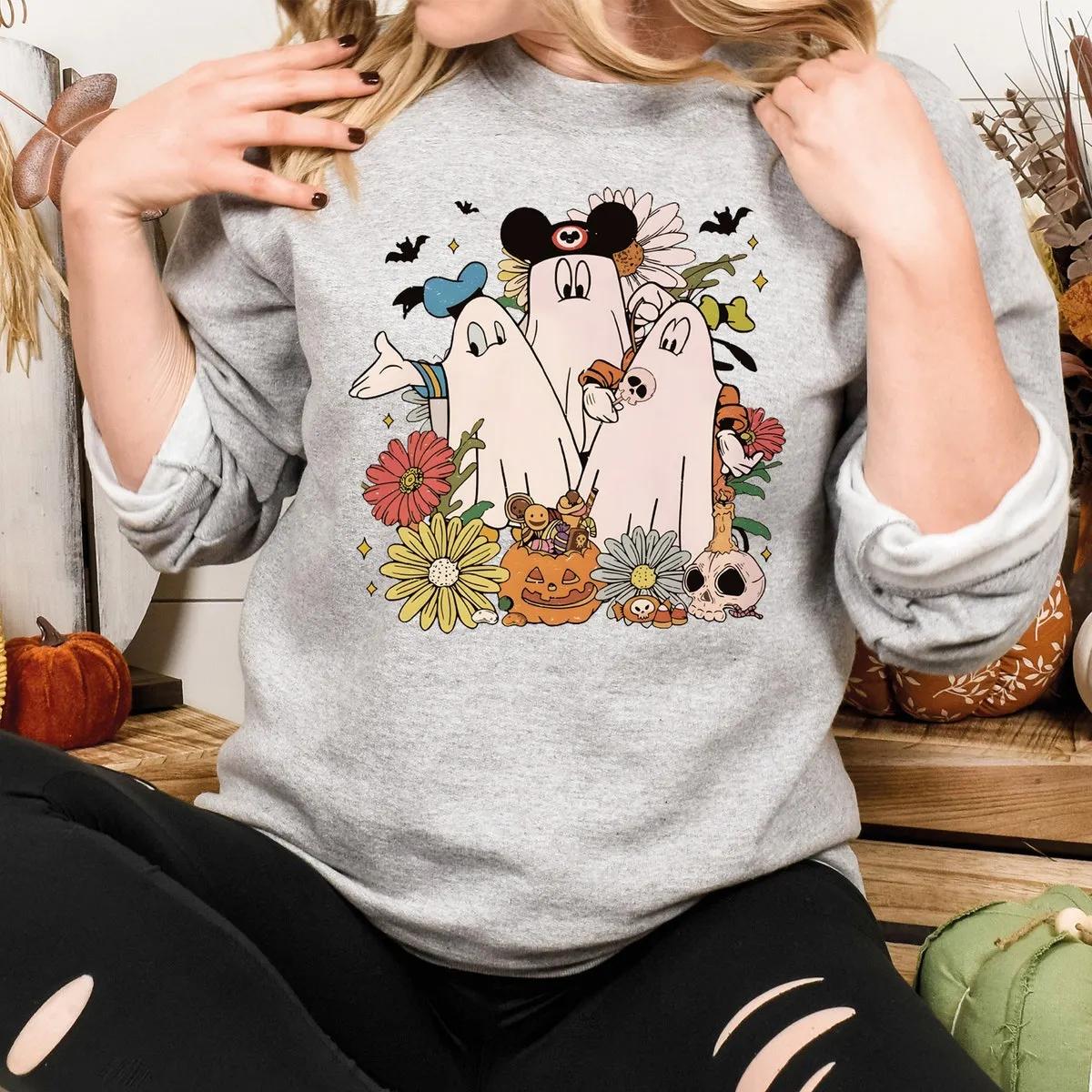 Halloween Mickey Goofy Donald Ghost Shirt 2