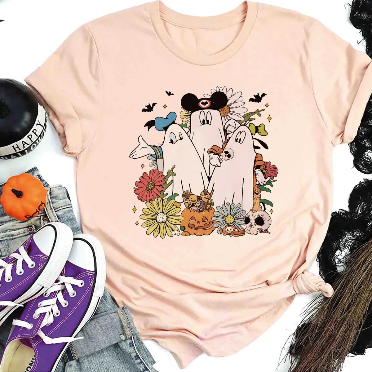 Halloween Mickey Goofy Donald Ghost Shirt 3