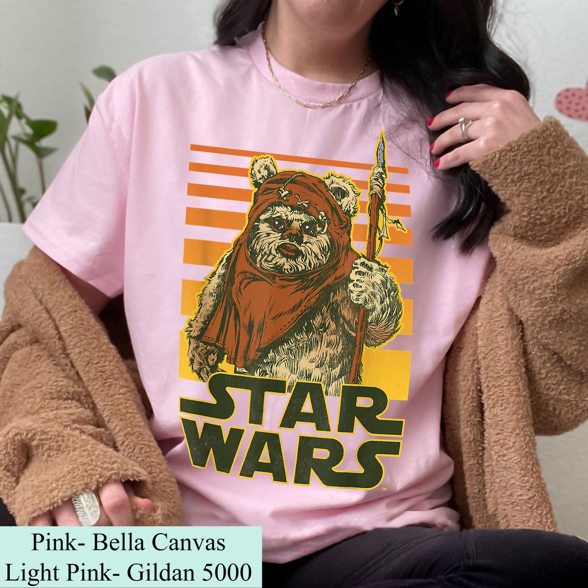 Halloween Star Wars Wicket Retro Ewok Sunset Halftone Shirt 3