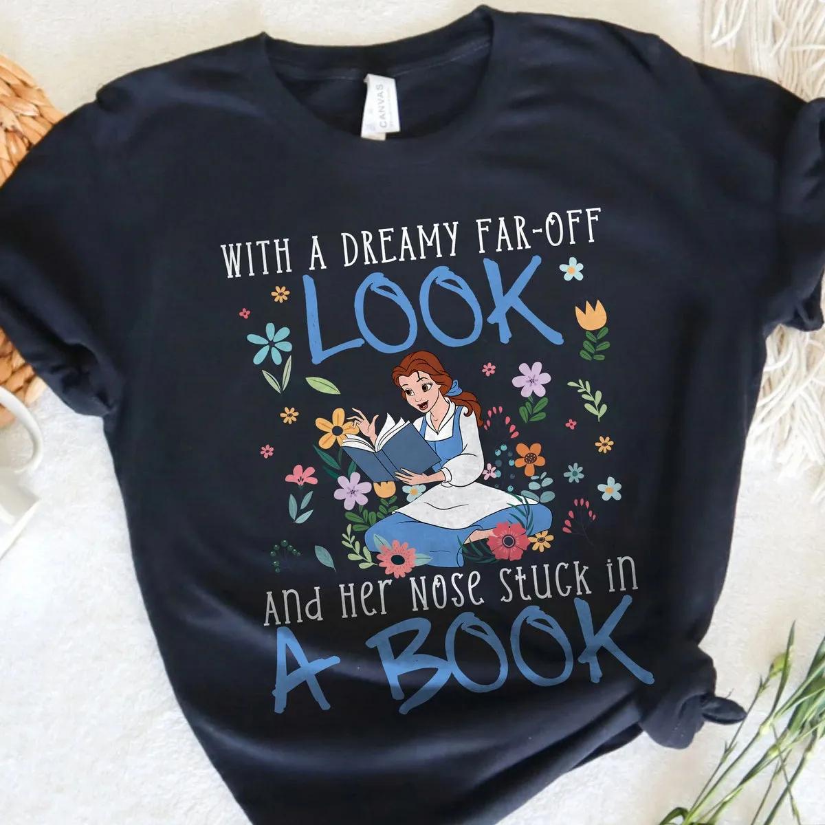 Her Nose Stuck In A Book Beauty And The Beast Belle Floral Shirt 2 1