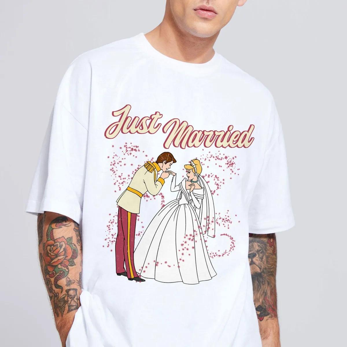 Just Married Princess Cinderella Prince Mike Douglas Wedding Party Shirt 5