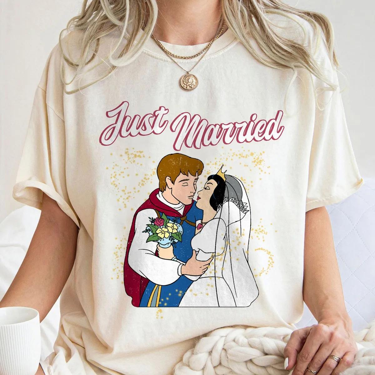 Just Married Snow White and Prince Florian Wedding Disney Shirt 1 1