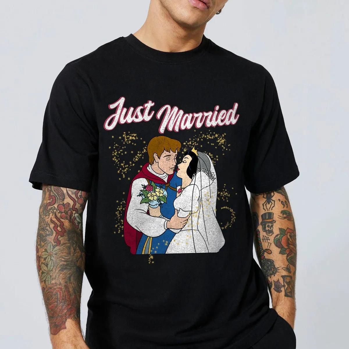 Just Married Snow White and Prince Florian Wedding Disney Shirt 2 1