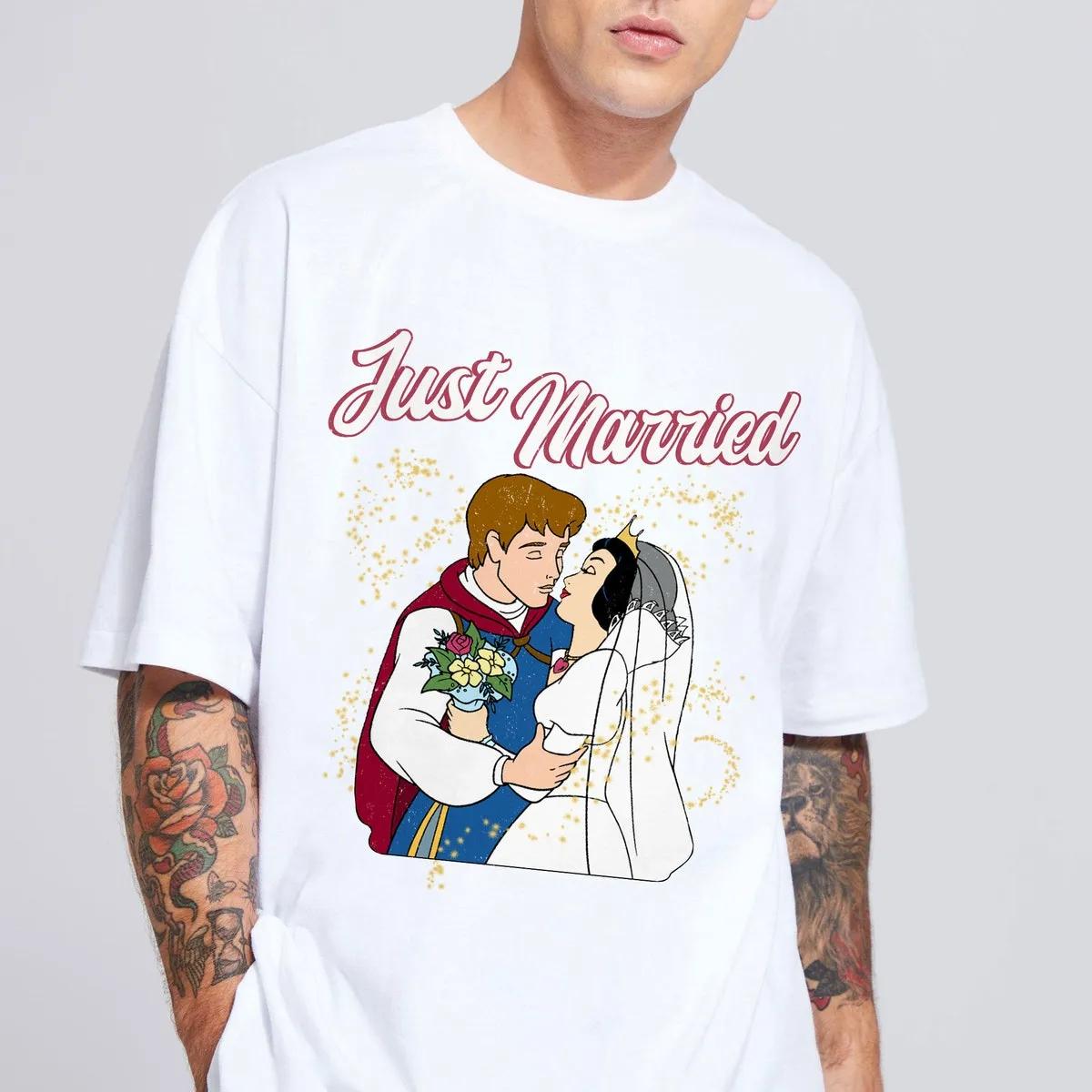 Just Married Snow White and Prince Florian Wedding Disney Shirt 3 1