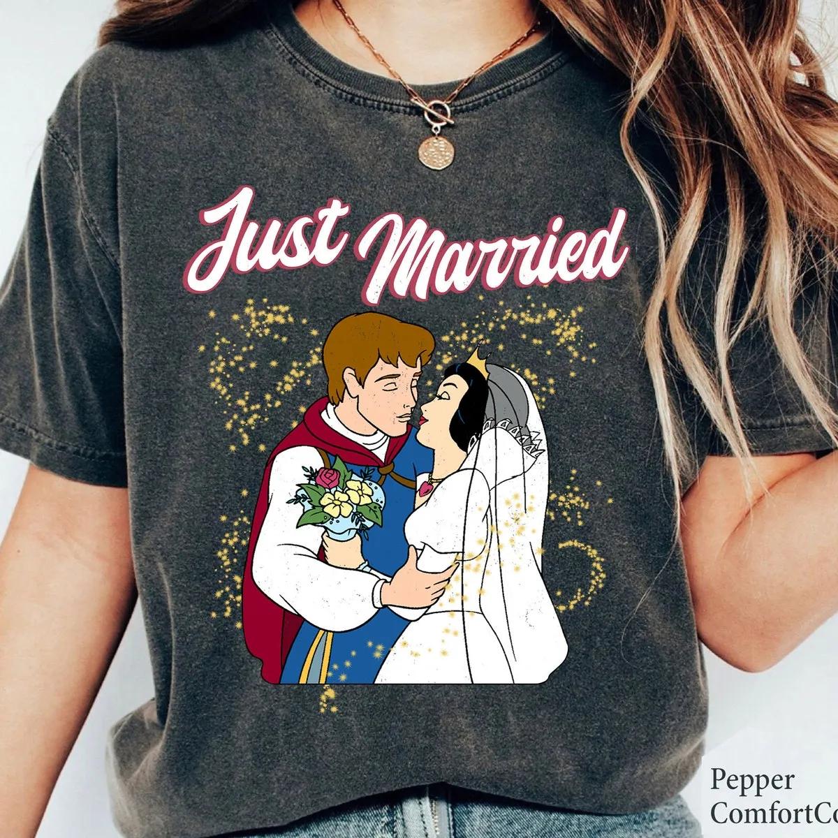 Just Married Snow White and Prince Florian Wedding Disney Shirt 4 1