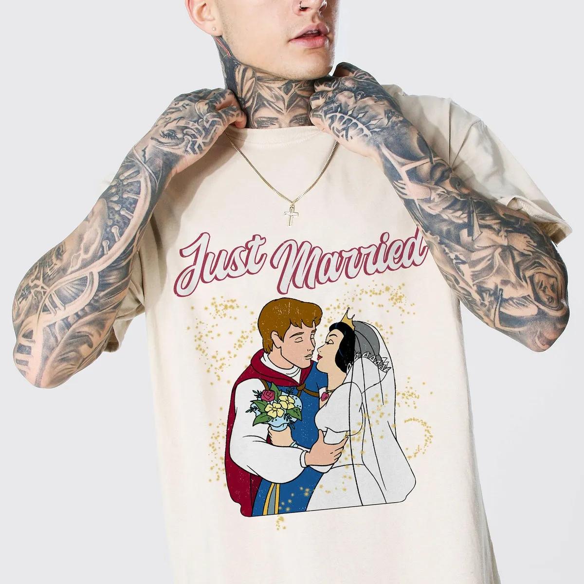 Just Married Snow White and Prince Florian Wedding Disney Shirt 5 1