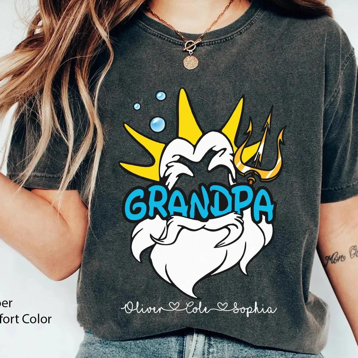 King Triton Grandpa With Custom Grandkids Name Shirt 1