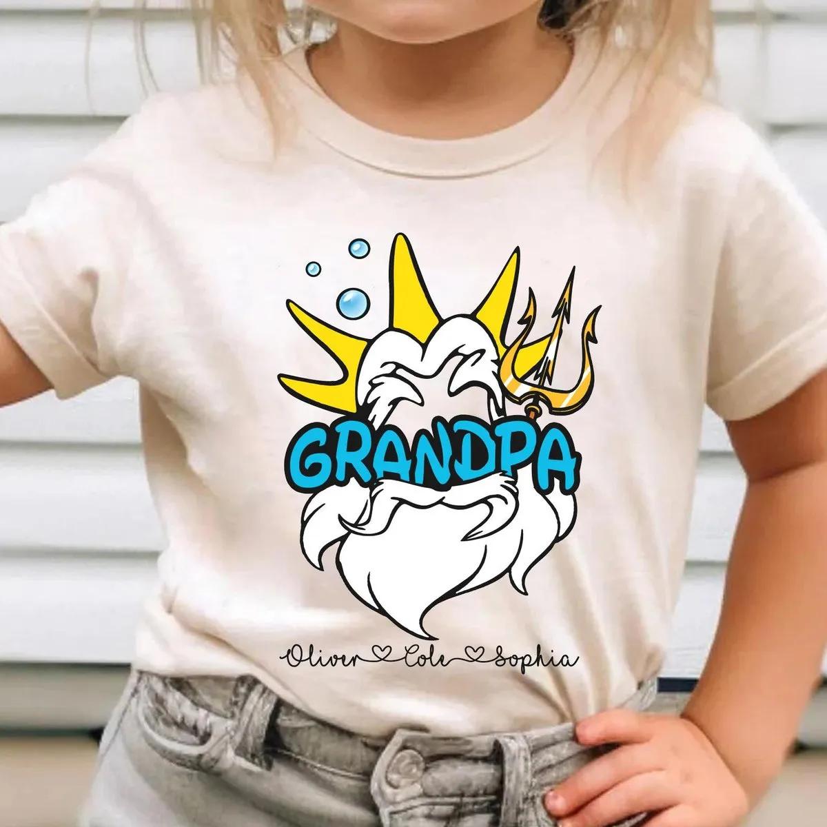 King Triton Grandpa With Custom Grandkids Name Shirt 2