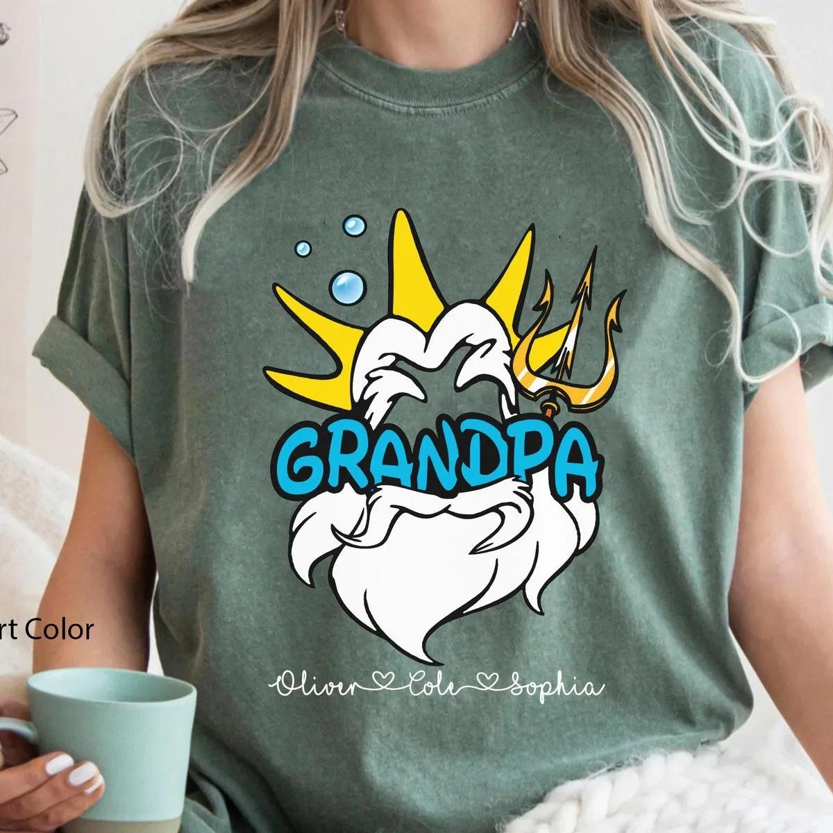 King Triton Grandpa With Custom Grandkids Name Shirt 3