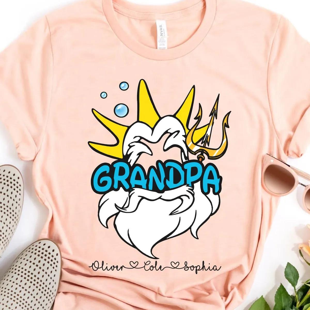 King Triton Grandpa With Custom Grandkids Name Shirt 4