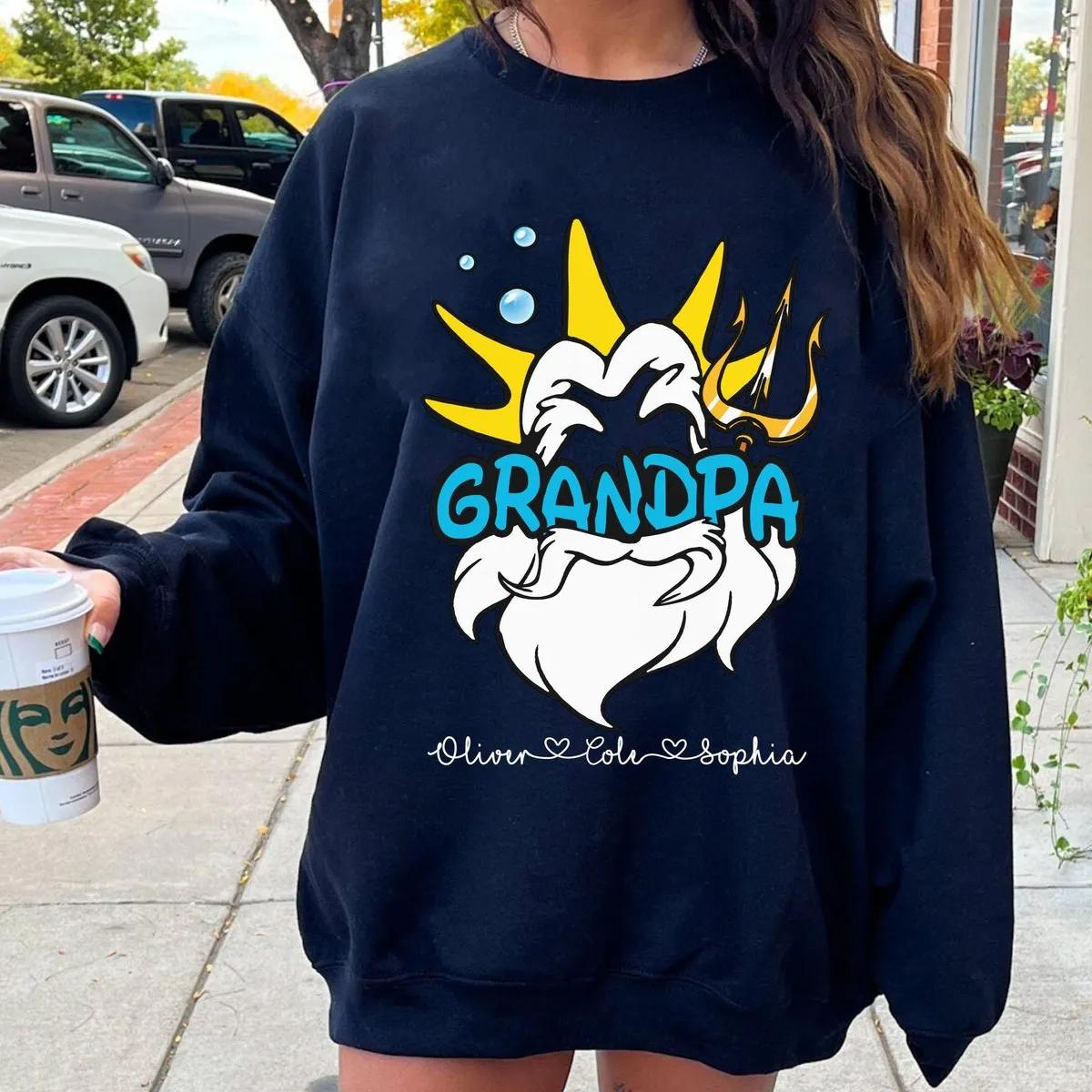 King Triton Grandpa With Custom Grandkids Name Shirt 5