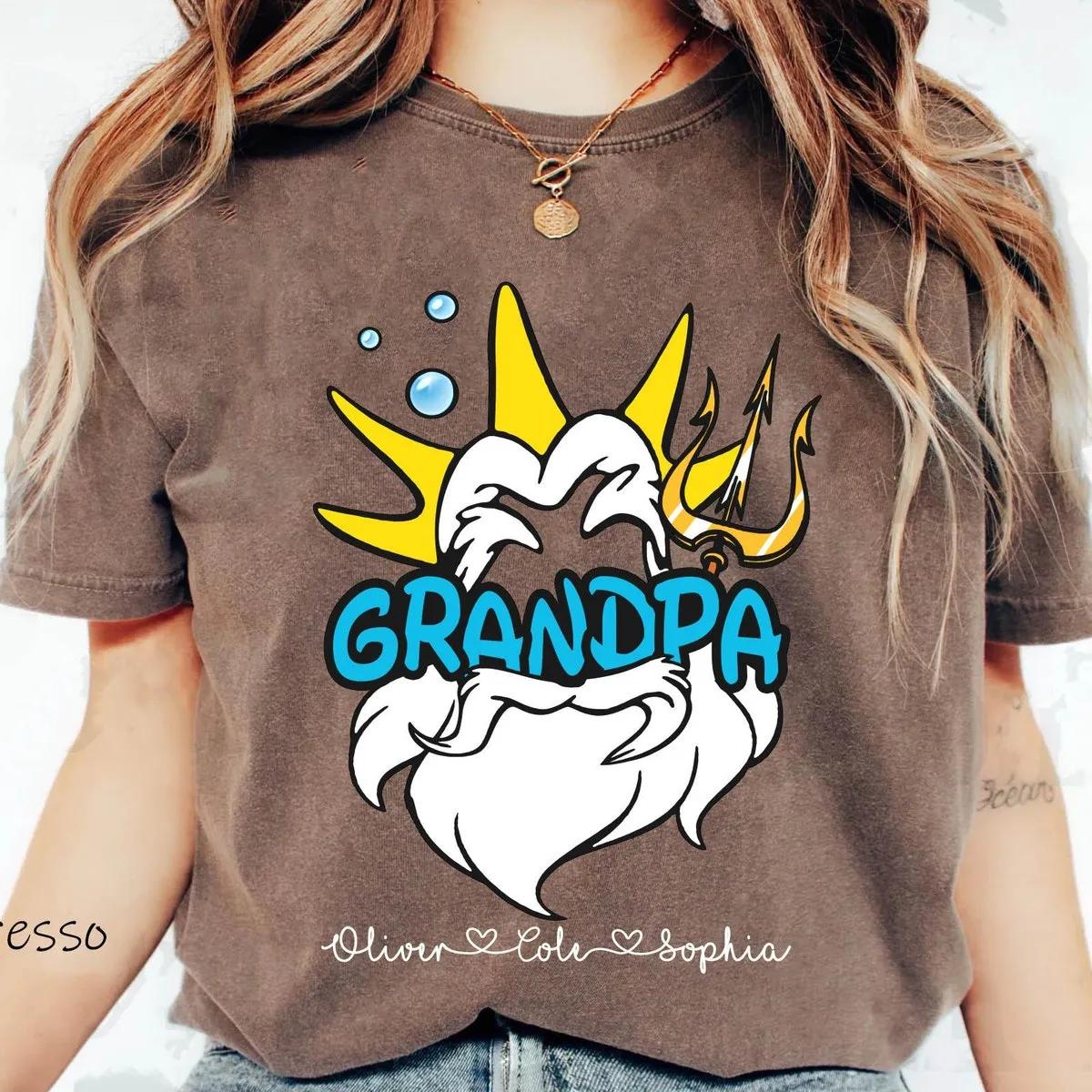 King Triton Grandpa With Custom Grandkids Name Shirt 6