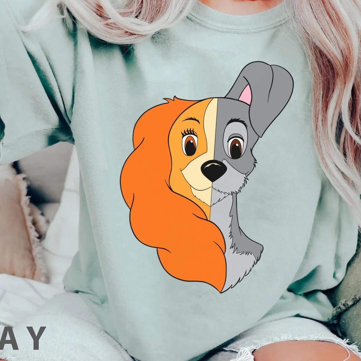 Lady And The Tramp Dog Couple Half Face Shirt 1