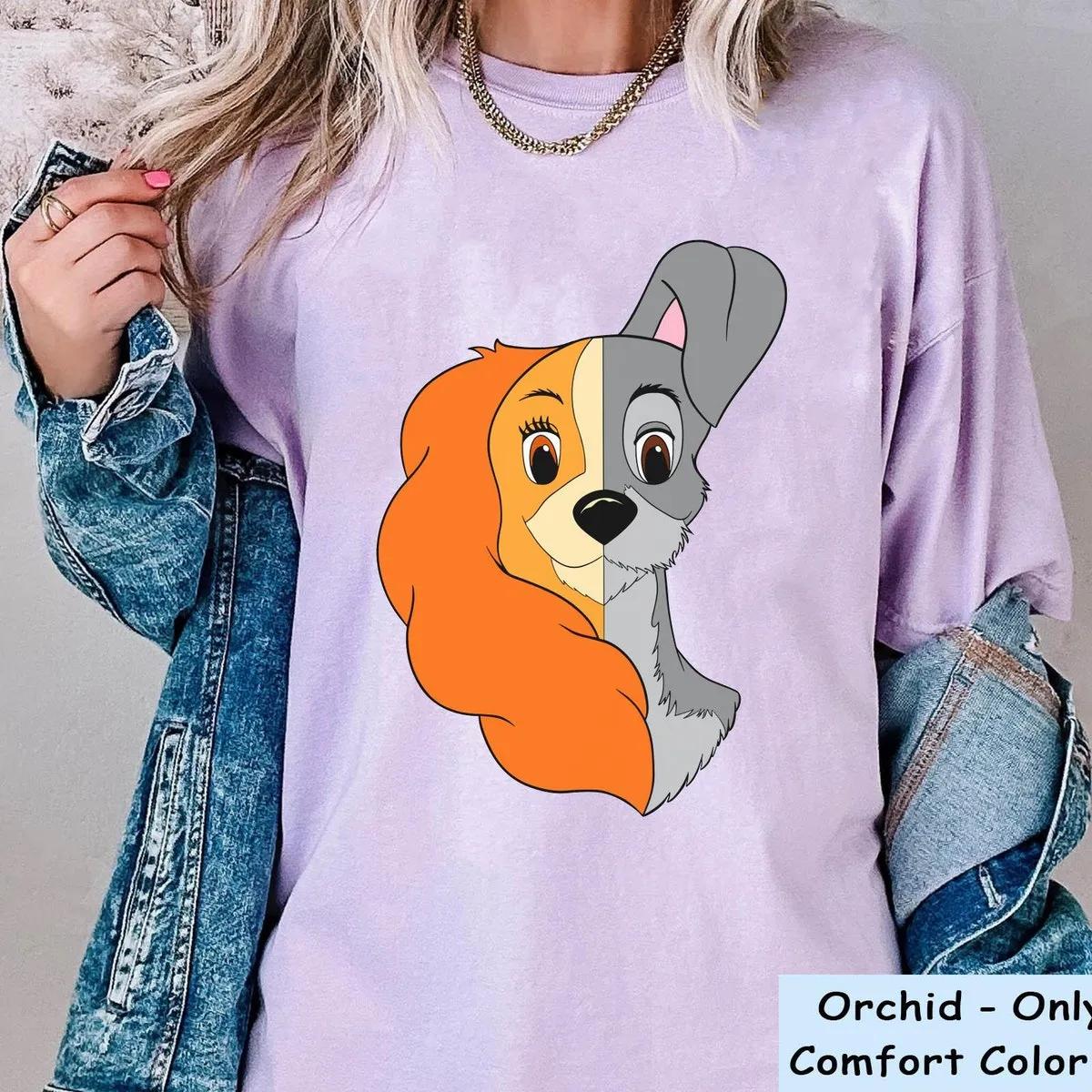 Lady And The Tramp Dog Couple Half Face Shirt 3