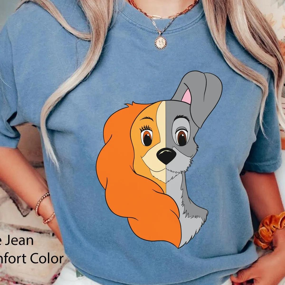 Lady And The Tramp Dog Couple Half Face Shirt 4