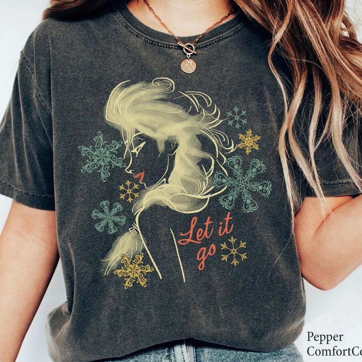 Let It Go Elsa Frozen Floral Vintage Retro Shirt 1 1