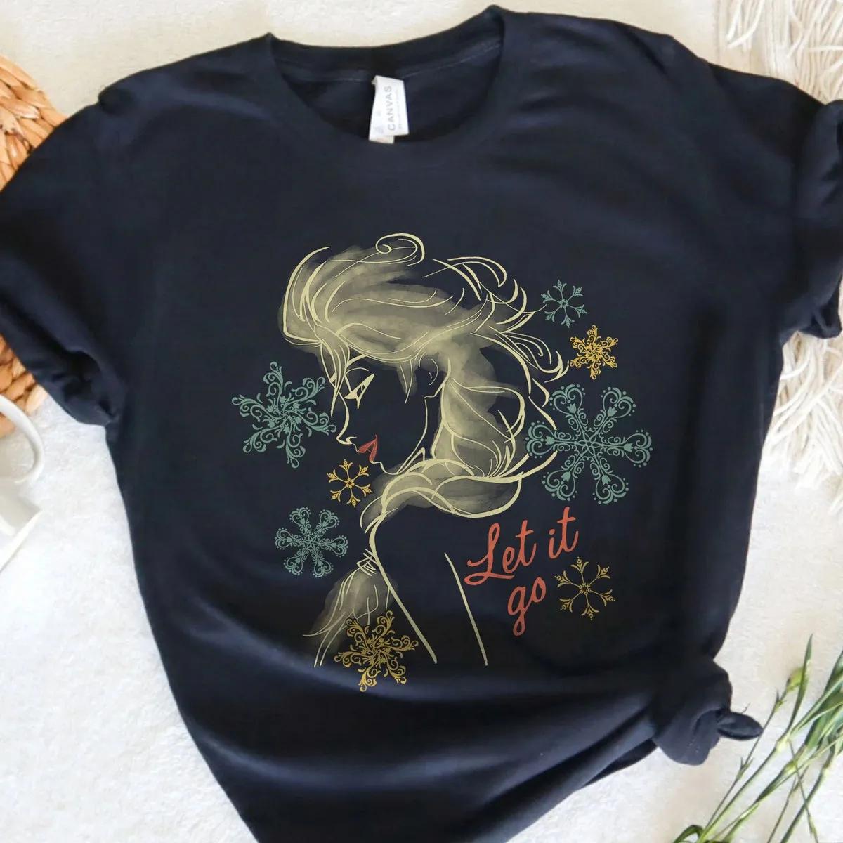 Let It Go Elsa Frozen Floral Vintage Retro Shirt 2 1